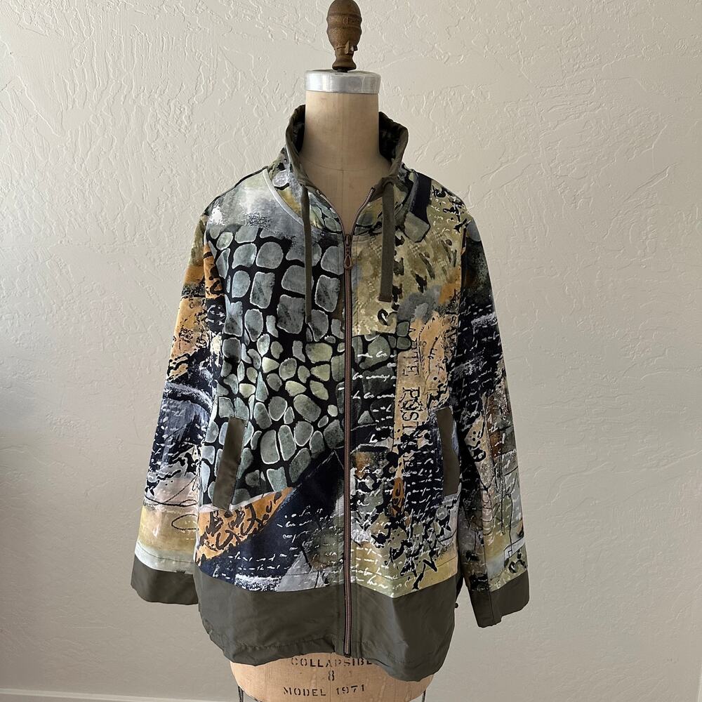 DOLCEZZA | Womens Zip Jacket Postal 72639 Size L Artsy Art to Wear Abstract Boho